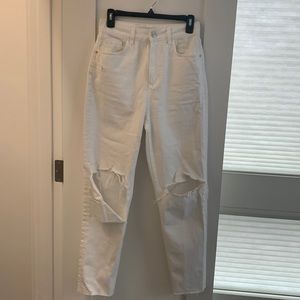 Zara high rise white strait leg denim